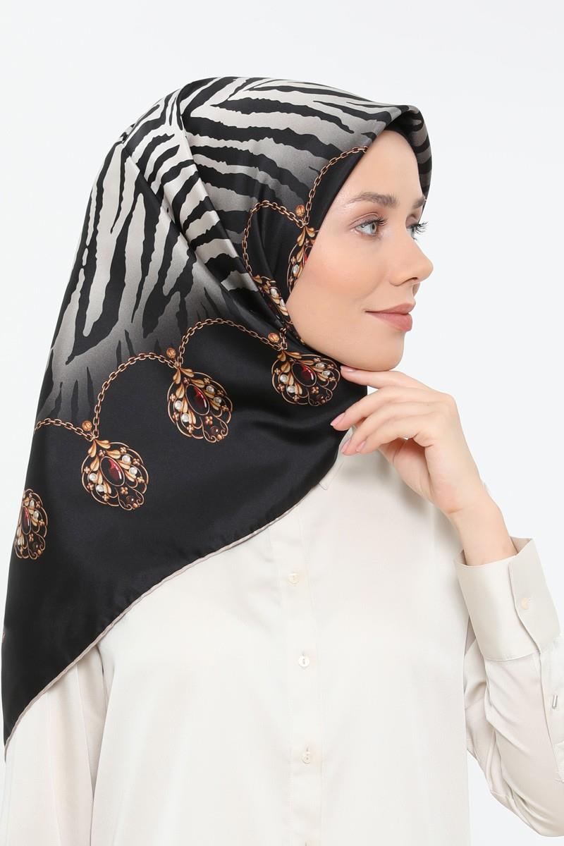 Levidor Siyah Twill Saf İpek Eşarp