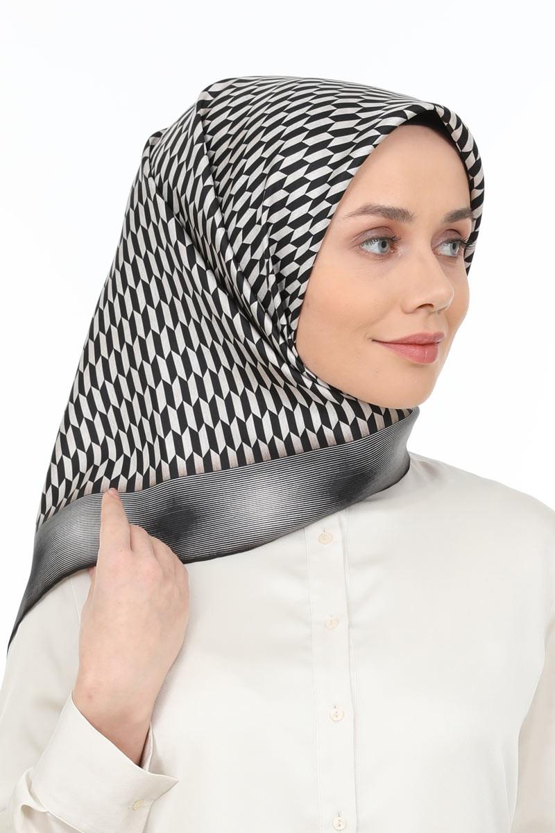 Levidor Siyah Twill Saf İpek Eşarp