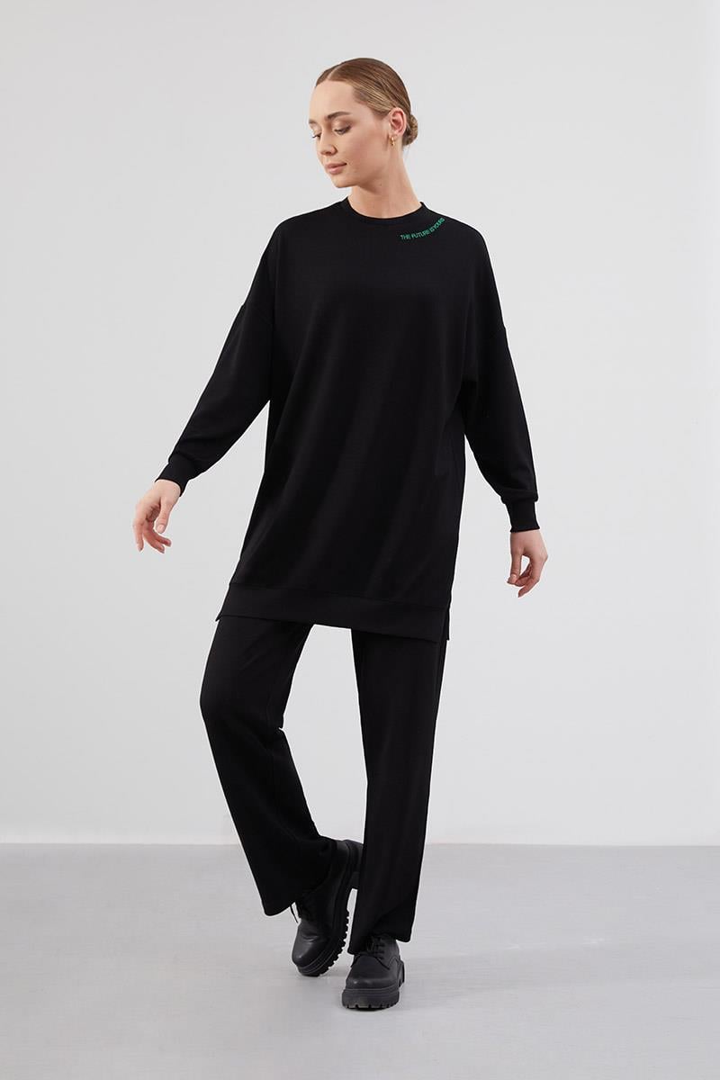 Levidor Studio Siyah Baskılı Basic Spor Sweat