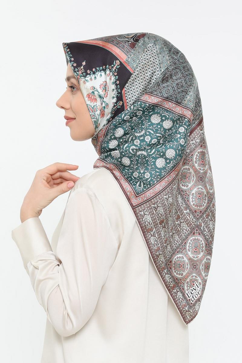 Levidor Su Yeşili Twill Saf İpek Eşarp
