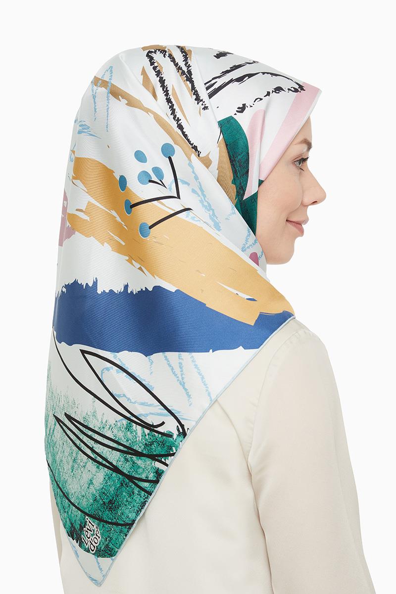 Levidor Su Yeşili Twill Saf İpek Eşarp