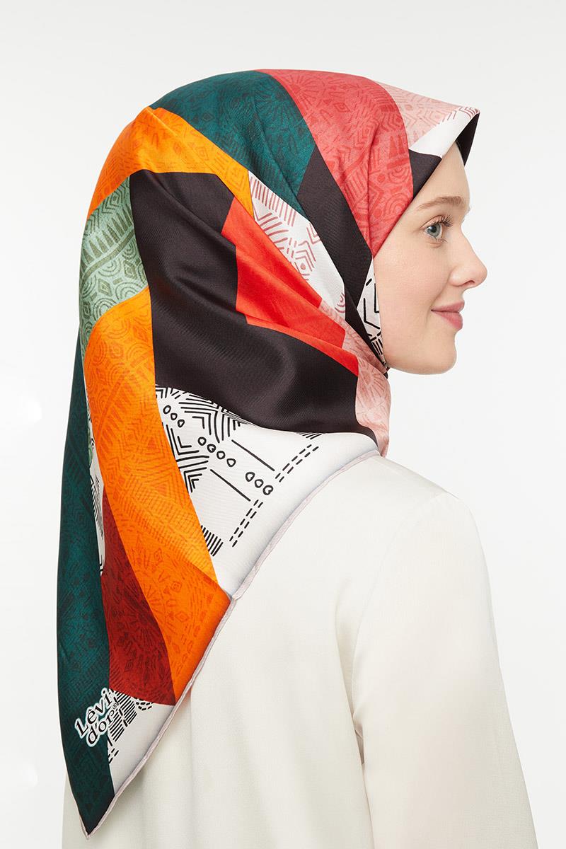 Levidor Turuncu Twill Saf İpek Eşarp