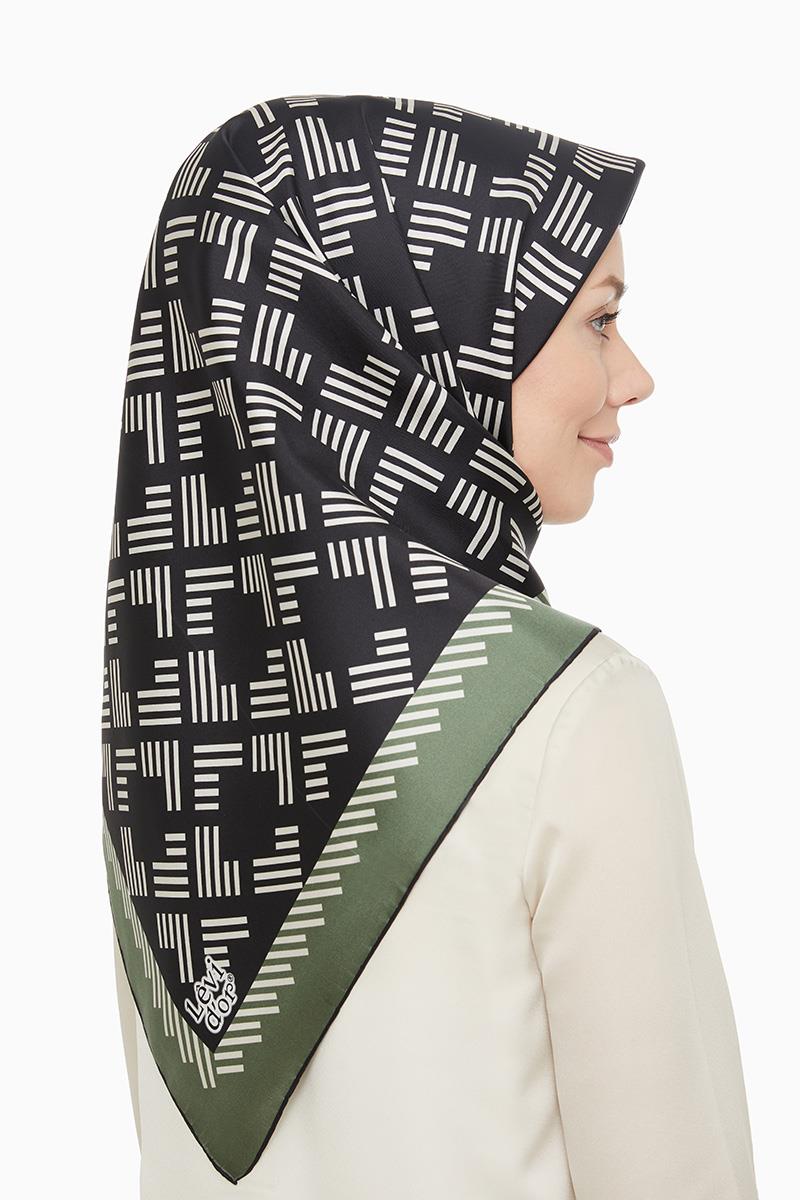 Levidor Yeşil Twill Saf İpek Eşarp