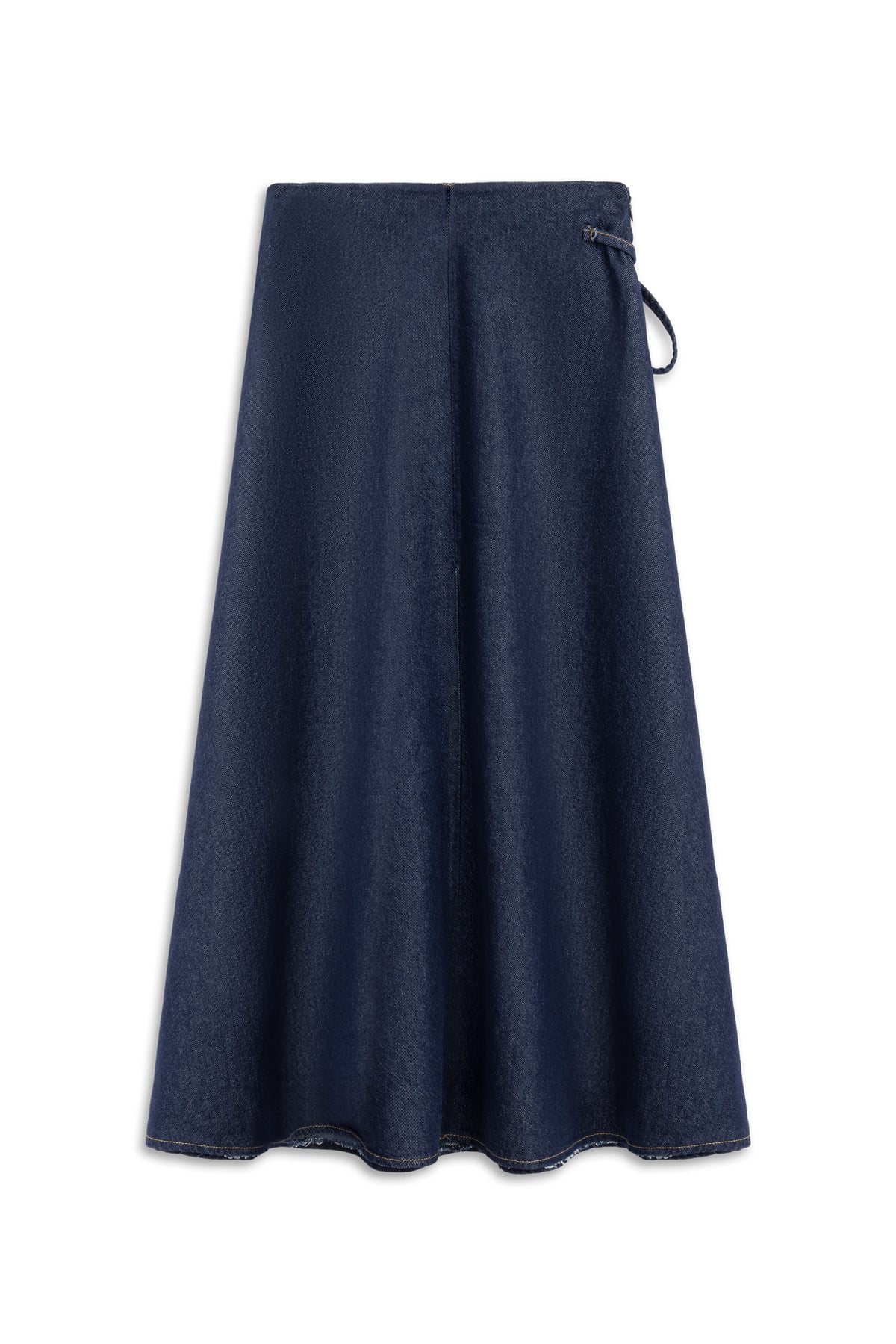 Bağcıklı Parçalı Denim Etek Mavi