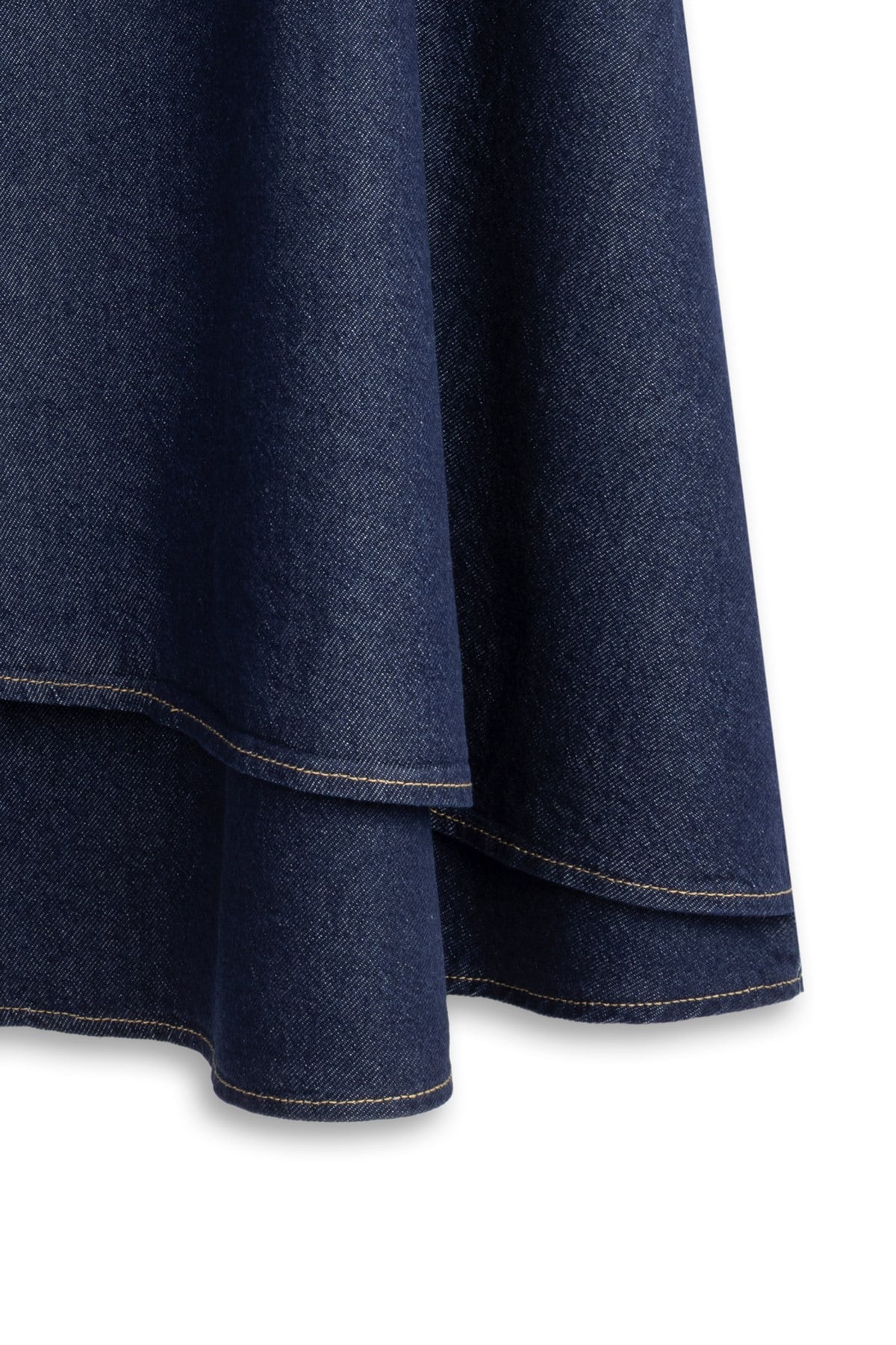 Bağcıklı Parçalı Denim Etek Mavi