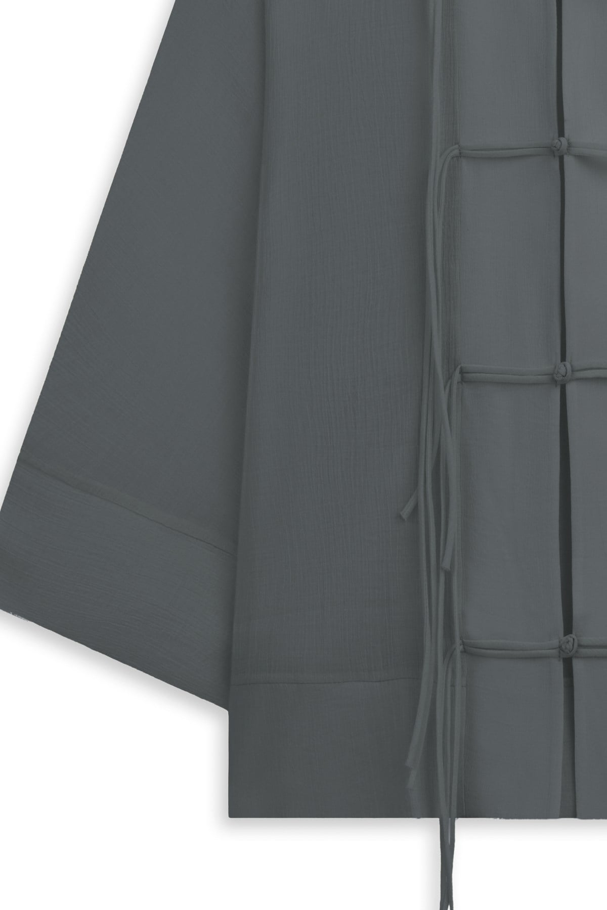 Bağlama Detaylı Kimono Füme