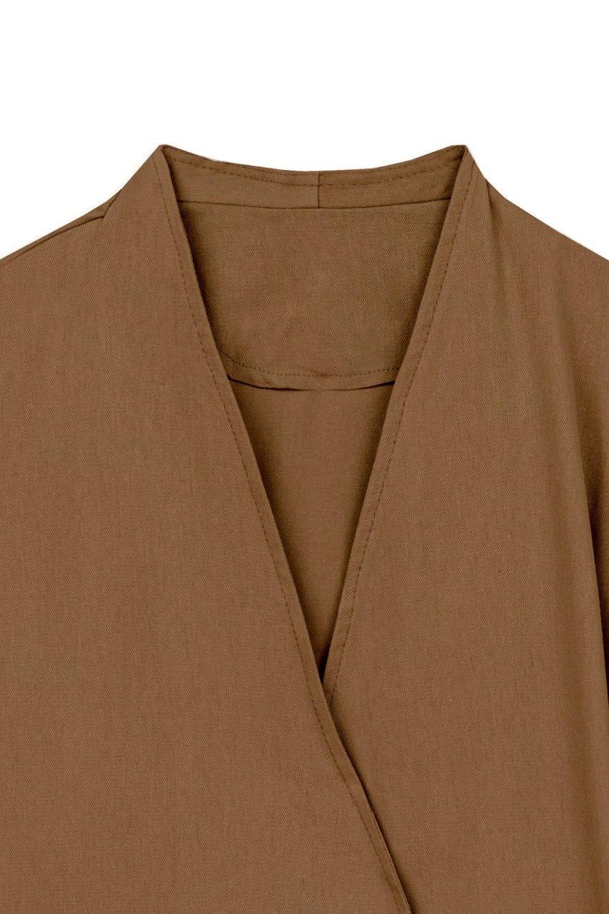 Bağlamalı Gabardin Kimono Kahverengi