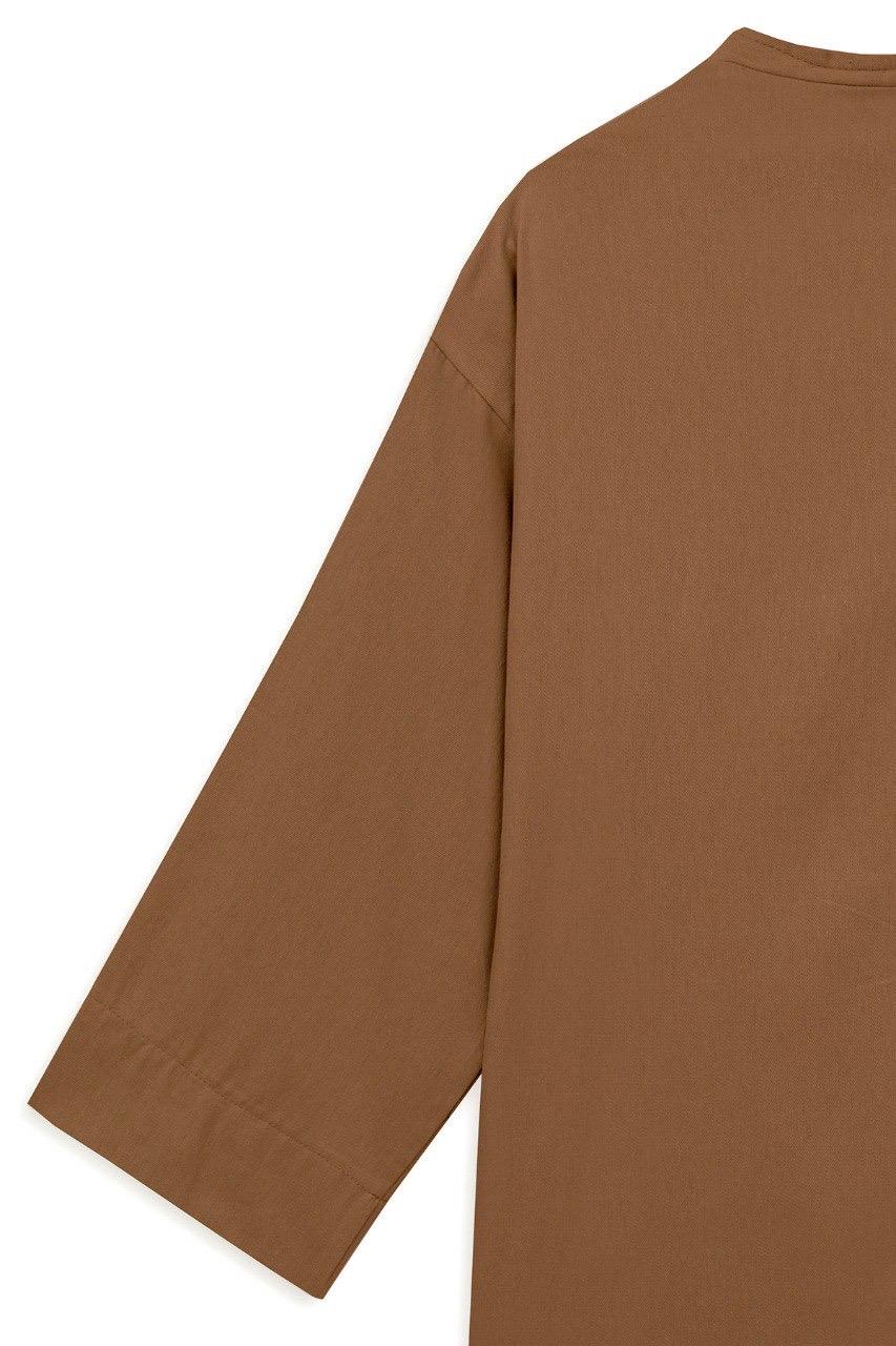 Bağlamalı Gabardin Kimono Kahverengi
