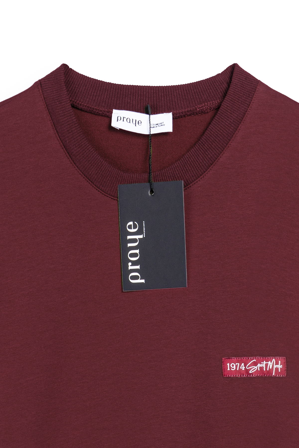 Baskılı Düz Sweat Bordo