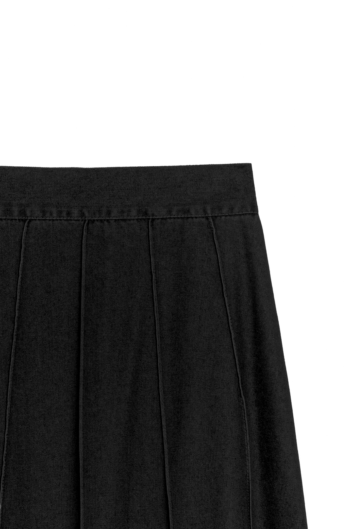 Biyeli Kloş Denim Etek Siyah