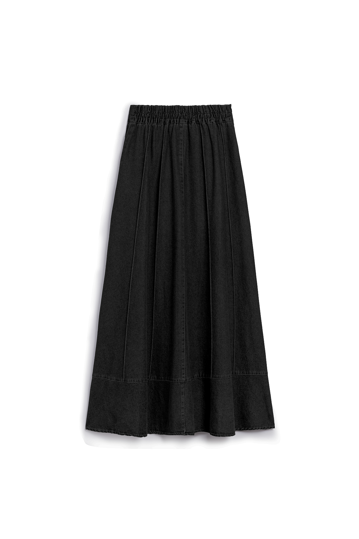 Biyeli Kloş Denim Etek Siyah