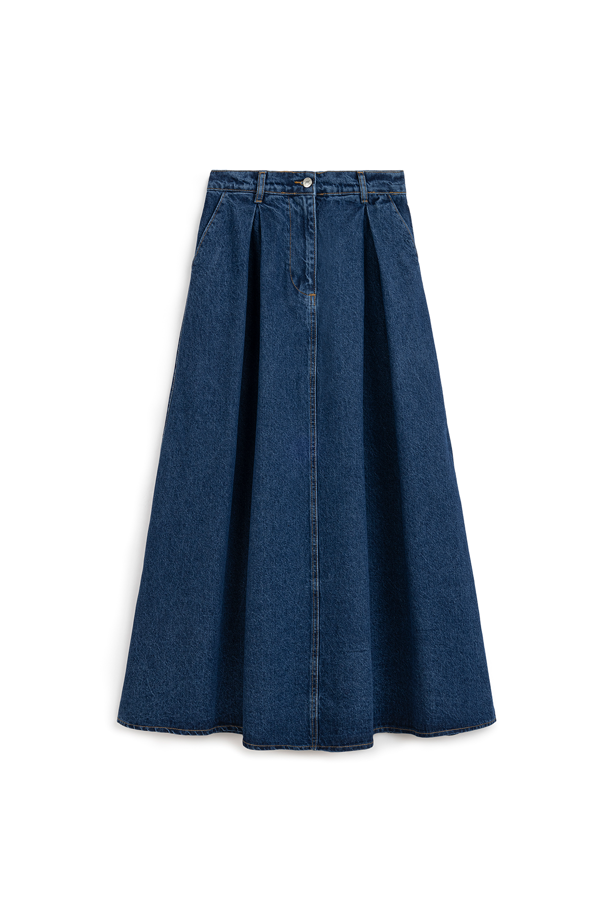 Cepli Kloş Denim Etek Mavi