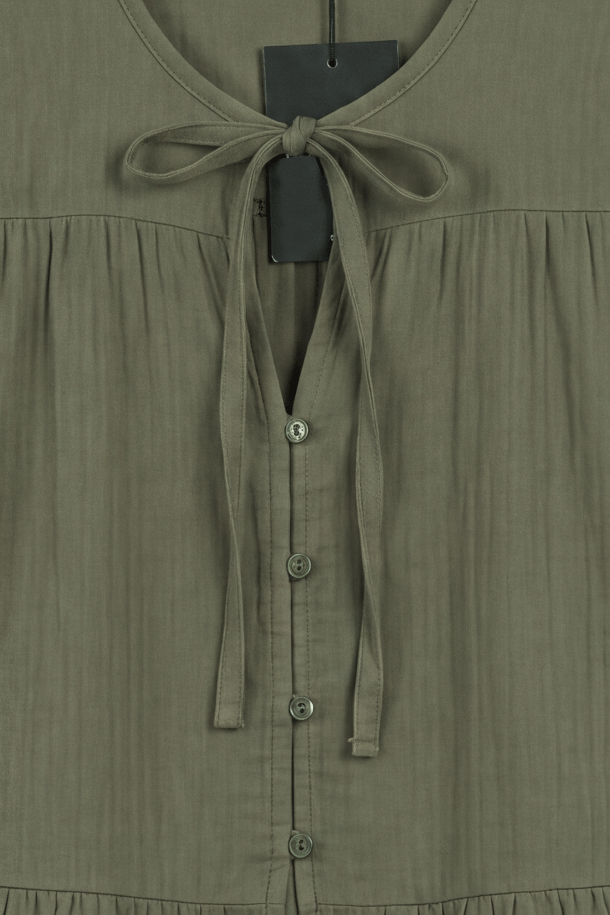 Düğmeli Müslin Kimono Haki