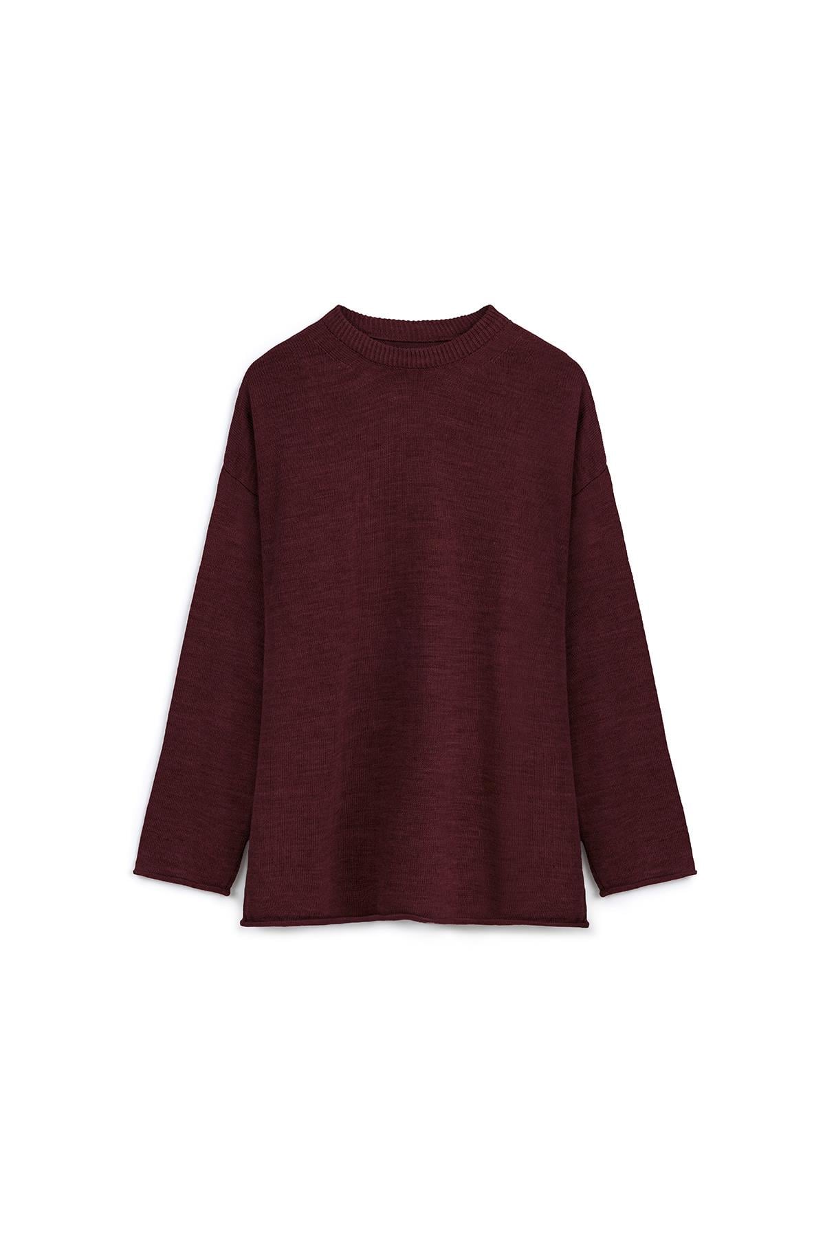 Oversize Triko Kazak Bordo