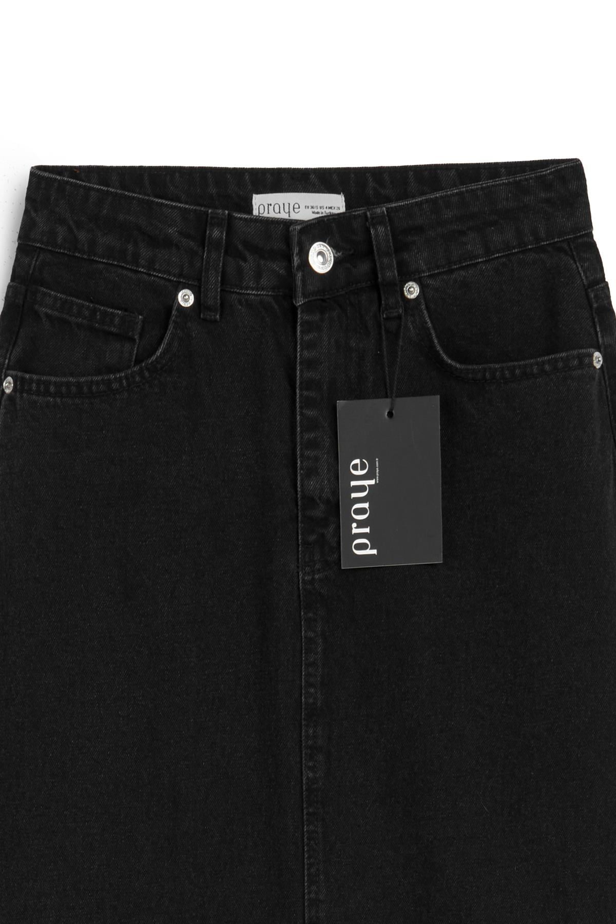Uzun Çan Denim Etek Antrasit