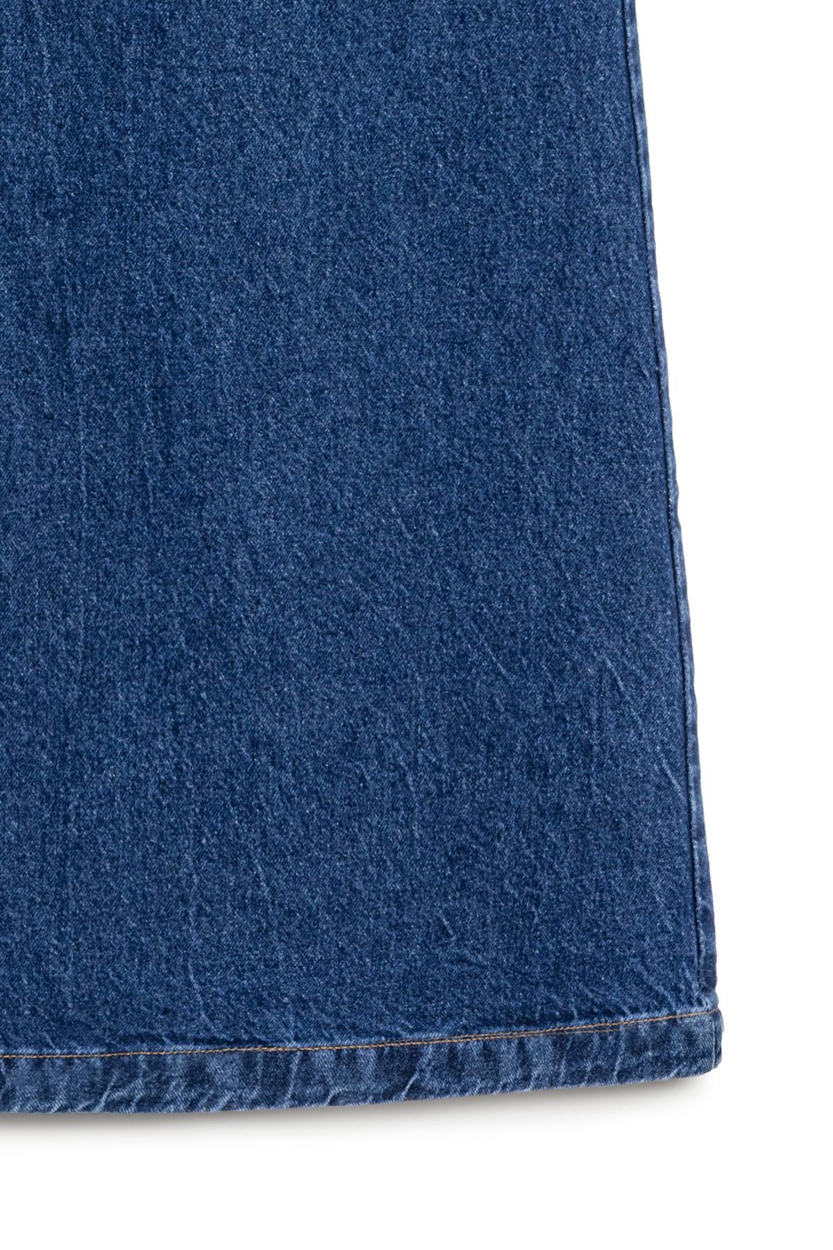 Uzun Çan Denim Etek Mavi