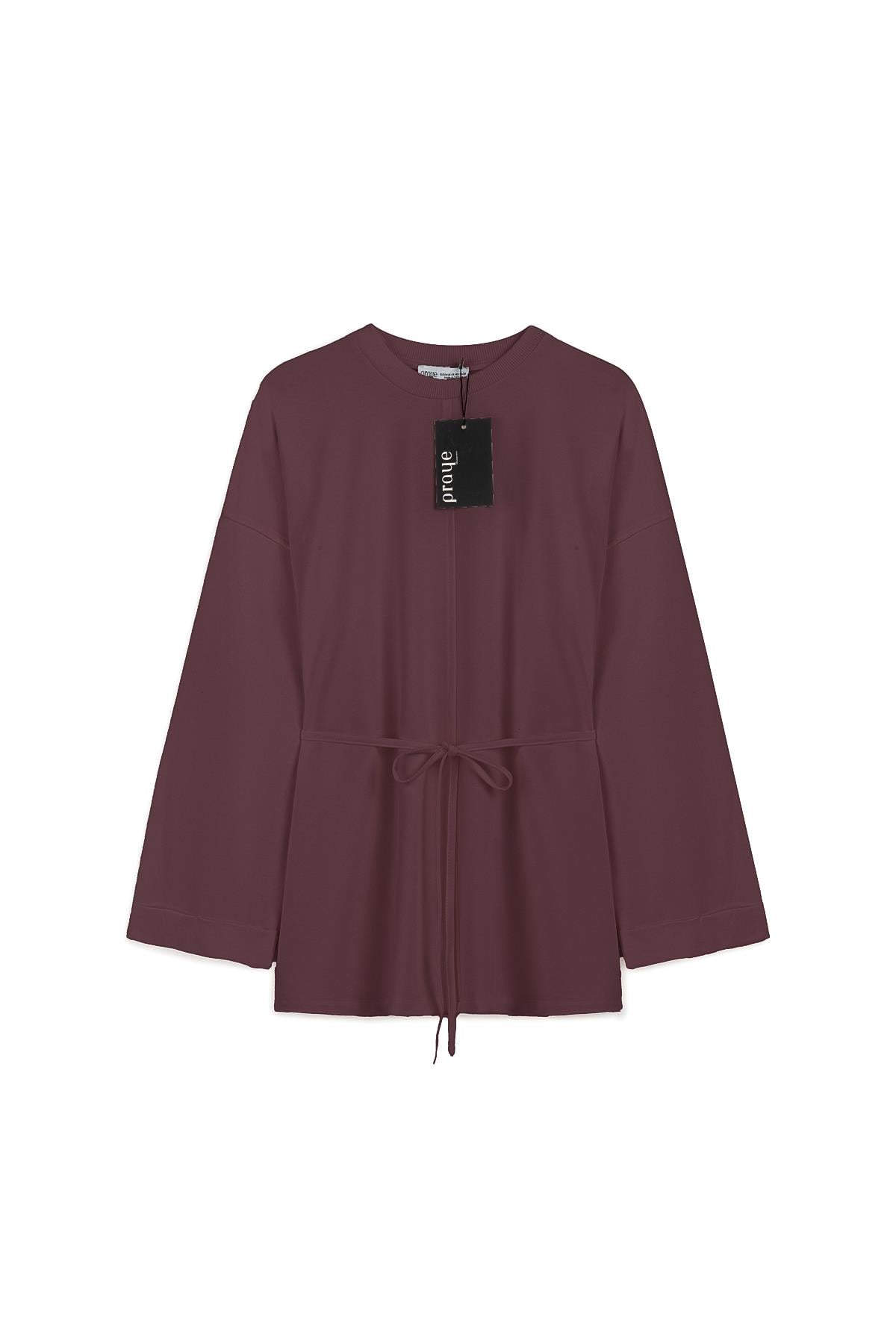 Yanı Yırtmaçlı Sweat Bordo