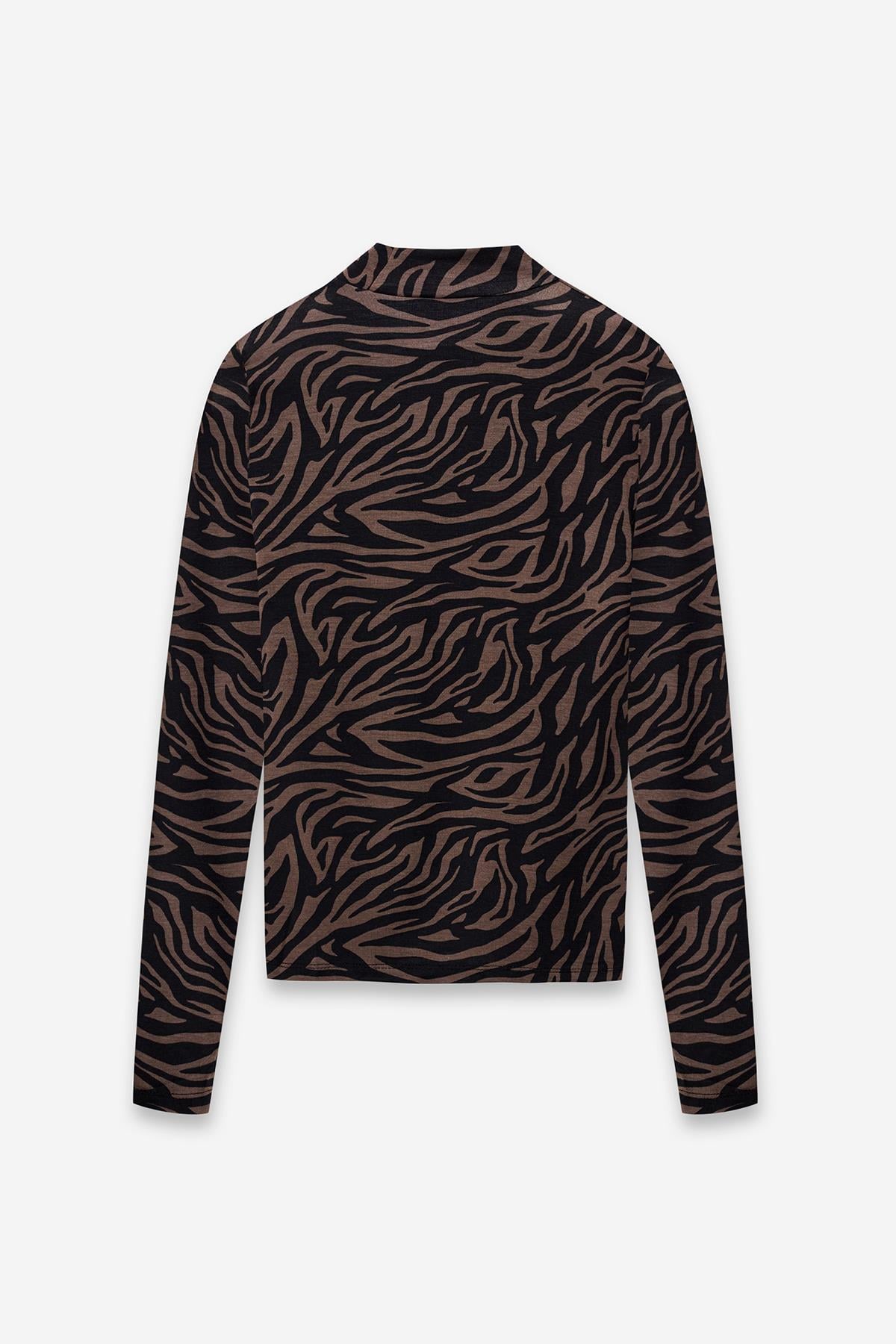 Zebra Desenli Body Kahve