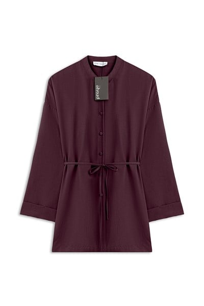 Bağcıklı Düğmeli Tunik Bordo