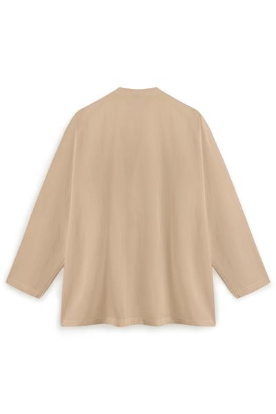 Bağcıklı Keten Karışımlı Kimono Camel