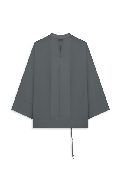 Bağlama Detaylı Kimono Füme