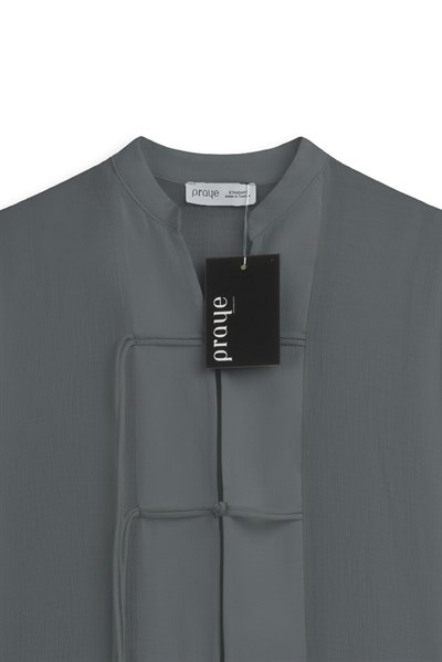 Bağlama Detaylı Kimono Füme