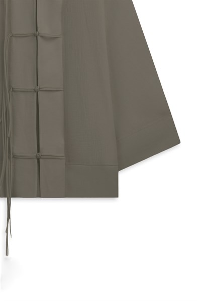 Bağlama Detaylı Kimono Kahverengi