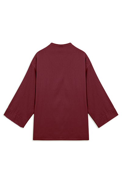 Bağlamalı Gabardin Kimono Bordo