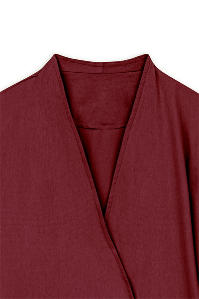Bağlamalı Gabardin Kimono Bordo