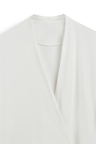Bağlamalı Gabardin Kimono Beyaz