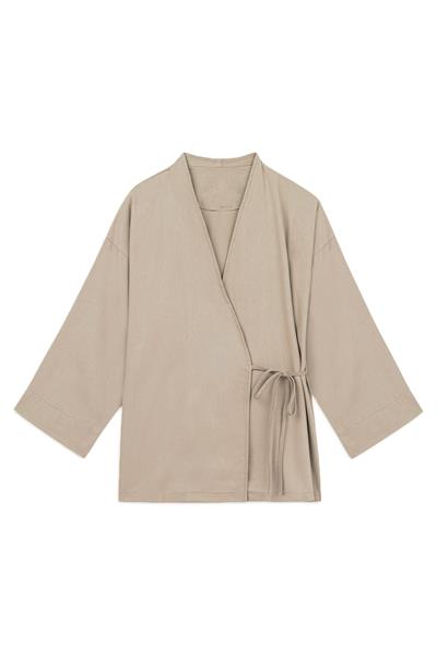 Bağlamalı Gabardin Kimono Camel