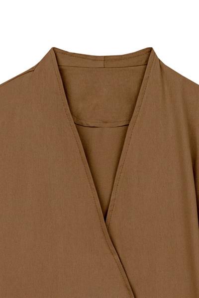 Bağlamalı Gabardin Kimono Kahverengi