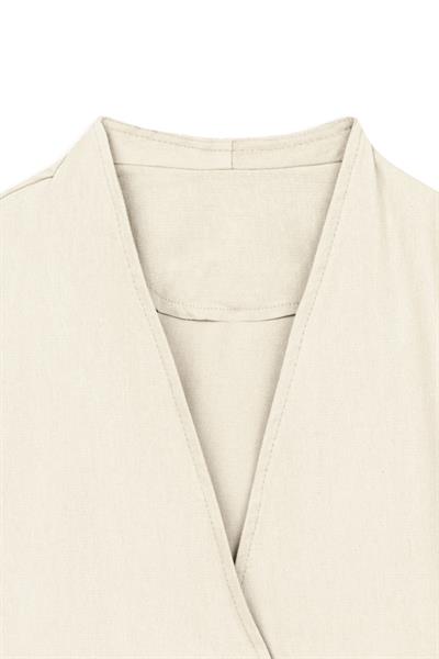 Bağlamalı Gabardin Kimono Krem