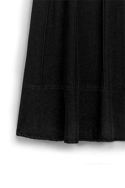Biyeli Kloş Denim Etek Siyah
