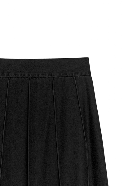 Biyeli Kloş Denim Etek Siyah