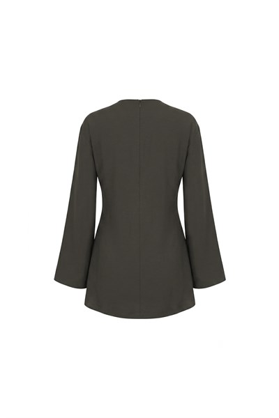 Büzgülü Yırtmaçlı Tunik Kahverengi