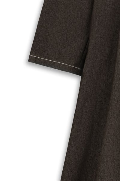 Çapraz Bağlamalı Denim Elbise Kahverengi