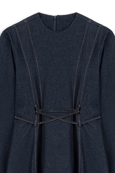 Çapraz Bağlamalı Denim Elbise Lacivert
