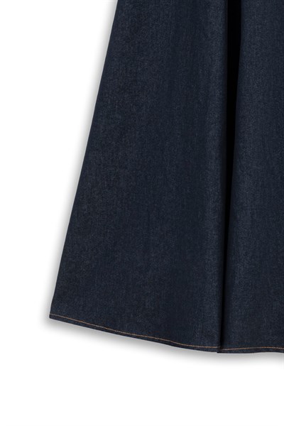 Çapraz Bağlamalı Denim Elbise Lacivert