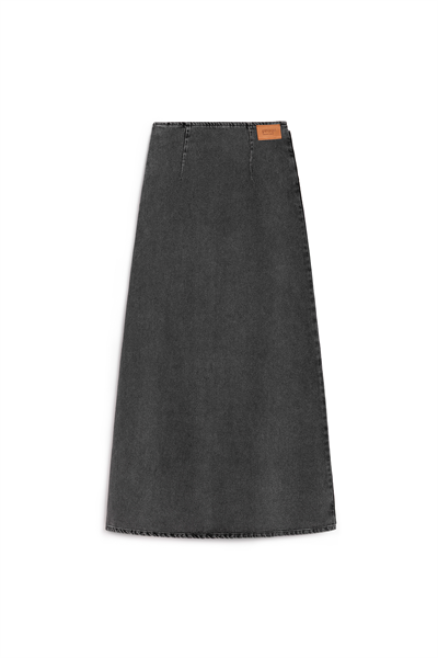 Çapraz Kesim Denim Etek Füme