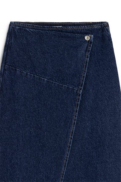 Çapraz Kesim Denim Etek Mavi