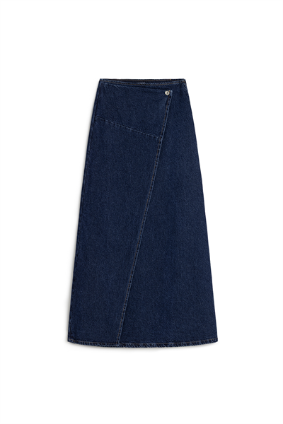 Çapraz Kesim Denim Etek Mavi