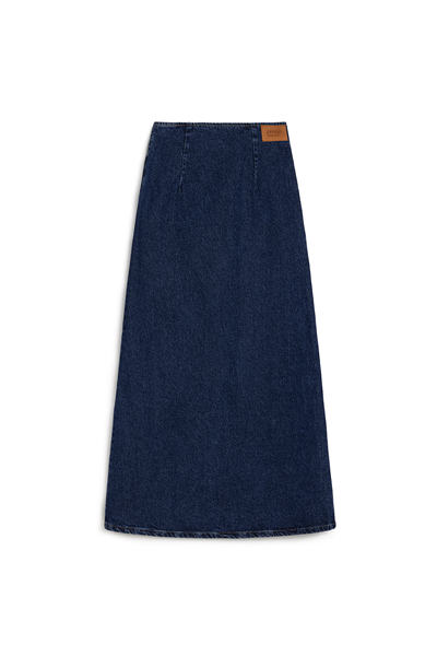 Çapraz Kesim Denim Etek Mavi