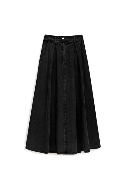 Cepli Kloş Denim Etek Antrasit
