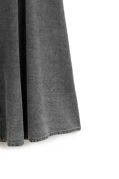 Cepli Kloş Denim Etek Füme