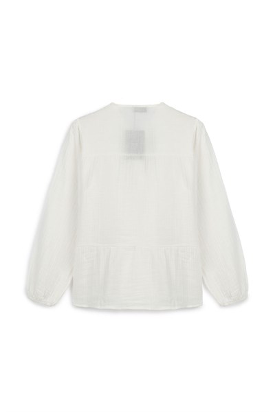 Düğmeli Müslin Kimono Ekru