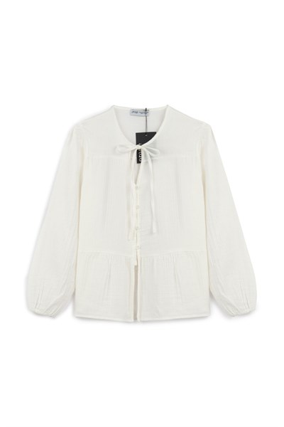 Düğmeli Müslin Kimono Ekru