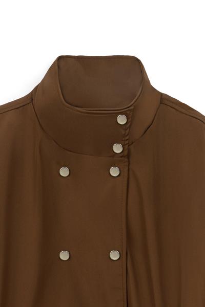 Çıtçıtlı Oversize Ceket Kahverengi