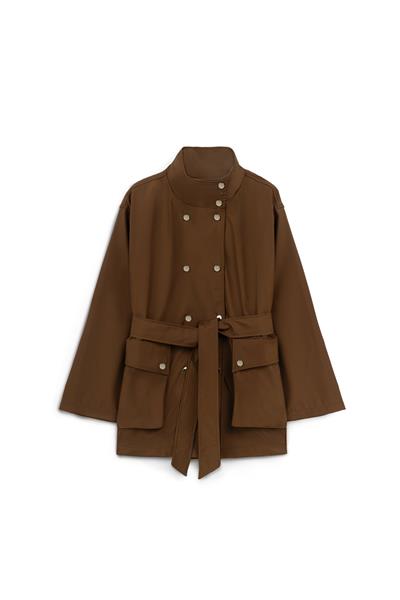 Çıtçıtlı Oversize Ceket Kahverengi