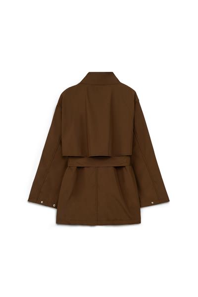 Çıtçıtlı Oversize Ceket Kahverengi
